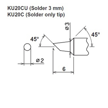 ปลายหัวแร้ง Cera cote kunoichi ku20cu solder 3mm ku20c solder tip